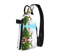 Santa Claus Christmas Tree Happy Halloween Diagonally Sling Bag, Crossbody Sling Backpack Shoulder Chest Bag para Mujeres Hombres, Travel Hiking Daypack