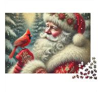 Santa Claus con pájaro Puzzle 1000 Piezas Cartón Premium para Parejas Descanso En Casa para Relajarse Oferta Mejor Regalo 70x50cm/1000pcs