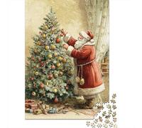 Santa Claus Decorating Christmas Tree Puzzle Imposible,desafío for Adults Entretenimiento Creativo 1000 Piezas Obra De Arte De Juego De para Adultos, Regalos A Partir De 14 Años 38x26cm/1000pcs