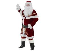 Santa Claus Disfraz Velvet Santa Suit Men Navidad Santa atuendo Men Santa Claus Disfraz para adultos Cosplay de vacaciones de navidad 8pcs/set 2xl