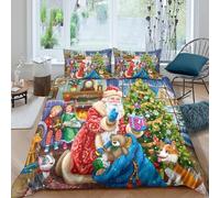 Santa Claus festive Funda Edredon Microfibra 3 Piezas Compuesto Impresión 3D Cierre de Santa Claus festive Funda de Edredón Funda de Almohada a Juego Transpirable for Adultos Super king（260x220cm）