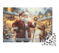 Santa Claus Festive Rompecabezas 1000 Piezas Adultos Christmas Village Style Decoración Familiar Regalo Hombre Mujer Ilustrados DIY 38x26cm/1000pcs