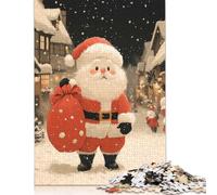 Santa Claus in Snowy Town Christmas Puzzle Imposible,desafío para Adultos Entretenimiento Creativo 1000 Piezas Obra De Arte De Juego De para Adultos, Regalos A Partir De 14 Años 500pcs (52x38cm)
