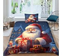Santa Claus Juego De Ropa De Cama, Funda De Edredón Y Fundas De Almohada, Lavable Christmas Bedding Set, Hipoalergénico Suave Duvet Cover Set, De Fácil Cuidado Single（135x200cm）