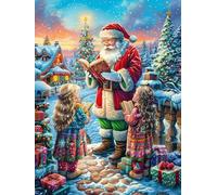 Santa Claus Leyendo a los niños Puzzles 500 Piezas Obra De Arte Decorativa Cuento de Hadas mágico acompañante Rompecabezas Familiar para Adultos DIY Creativo Aliviar Estrés Portátil 500 PCS