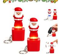 Santa Claus Luminous Voice Keychain,Rechargeable Funny Clicker Fidget Toy | Singing Santa Claus Keychain with LED Light, Desk Fun Interactive Stress Relief Christmas Gift