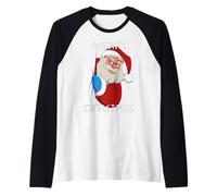 Santa Claus Merry Christmas Hombres Mujeres Familia Camiseta Manga Raglan