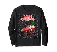 Santa Claus Monster Truck-Cool Funny Christmas tee Niños Hombres Manga Larga