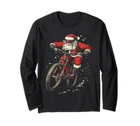 Santa Claus Montar Bicicleta De Montaña Navidad Divertido MTB Biker Manga Larga