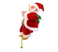 Santa Claus Musical Climbing Rope, Battery Operated Santas Claus, Hanging on Rope with Funny Musical, for Christmas Tree Home Décor (Gold Plastic Feet)