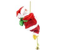 Santa Claus Musical Climbing Rope, Battery Operated Santas Claus, Hanging on Rope with Funny Musical, for Christmas Tree Home Décor (Golden Cloth Legs)
