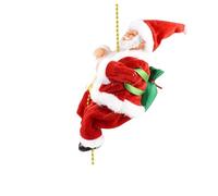 Santa Claus Musical Climbing Rope, Battery Operated Santas Claus, Hanging on Rope with Funny Musical, for Christmas Tree Home Décor (Black Feet)