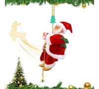 Santa Claus Musical Climbing Rope, Climbing Santa on Rope with Lights, Funny Christmas Tree Fireplace Decoration Gift for Home Holiday Party (1pcs)