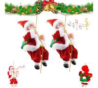 Santa Claus Musical Climbing Rope,Electric Climbing Santa on Rope with Music,Climbs Up and Down Hanging Christmas Ornaments for Xmas Tree,Window,Fireplace,Party Decoration (2)