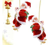 Santa Claus Musical Climbing Rope,New Electric Climbing Santa on Rope,Battery-Powered Fun Music That Turned Off,Suitable for Christmas Trees, Fireplaces, Cars, Decorations, Gifts (1)