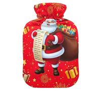 Santa Claus Presents - Botellas de agua caliente rojas con cubierta suave, bolsa de agua caliente para aliviar el dolor de cuello y hombros, tamaño pequeño