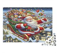 Santa Claus Puzzle 1000 Piezas Material Reciclable Christmas Sleigh Puzzles para Adultoos Regalo Divertido Y Actividad for Home Excelente Regalo Idea para Hombres 52x38cm/1000pcs