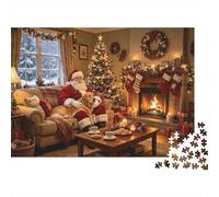 Santa Claus Puzzle for Adultos 1000 Piezas Reciclable Cozy Christmas Eve Puzzle Interesting Family Juego Accesorios Divertido Present for Holiday Blessings Regalo 52x38cm/1000pcs