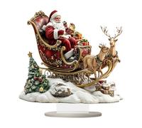 Santa Claus & reno trineo acrílico escritorio decoración con soporte, letrero de escritorio de Navidad, 2D escritorio decoraciones navideñas para casa mesita de noche salón restaurante, 25×25