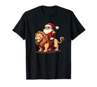 Santa Claus se da un Paseo en un león Festivo para una Navidad Loca Camiseta