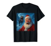 Santa Claus Selfie T-Rex Dinosaur Chase Humor Divertido Camiseta
