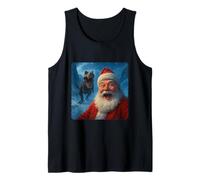 Santa Claus Selfie T-Rex Dinosaur Chase Humor Divertido Camiseta sin Mangas
