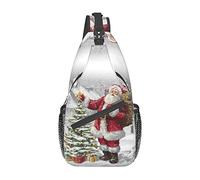 Santa Claus Snow Secenry Beautiful Poppy Flower Ink Crossbody Bag, Hombres y Mujeres Sling Chest Cross Body Bag, Utilizado para el Ocio y los Viajes