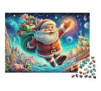 Santa Claus Sturdy Cardboard Arte de fantasía de Navidad Jigsaw Puzzle Adults Kids Fun Family Game Logic Training Great Gift for Christmas Puzzle Lovers Fans 52x38cm/1000pcs