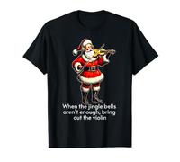 Santa Claus Tocando Violín Música Divertida Santa Claus Camiseta gráfica económica