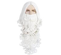 Santa Claus Wig and Beard Synthetic Hair Short Cosplay Wigs for Men Women White Hairpiece Accessories Hat