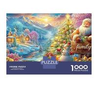 Santa con un Signo Familiar y muñeco de Nieve Puzzle De 1000 Piezas Regalo para Niños, Niñas, Hombres Y Mujeres 52x38cm/1000pcs