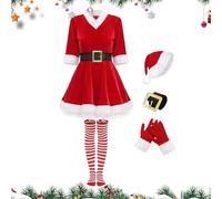 Santa Costume, Christmas Adult Dress Outfit, Soft Comfortable Fabric, Easy Wear & Fit Design, Classic Cosplay Ensemble for Outdoor Gatherings, Stage Shows, Photo Shoots, or Home Masquerade