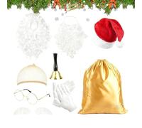 Santa Costume - Christmas Hat Wig Beard Outfit for Holiday Fun | Festive Role Play with Soft Fabric, Complete Set for Women Men, Home Winter Parties, School Events, Outdoor Stage Performance, Holiday