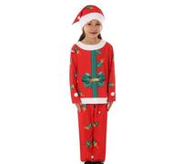 Santa Costume for Kids | Cosplay Funny Top, Pants, Hat Set | Christmas Pajamas,for Holiday Boys Girls Children 2-11 Years Old Home Family Gatherings Photo Prop