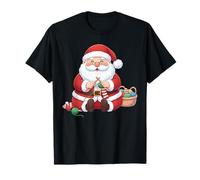 Santa Crochet Cozy Christmas Holiday Fun Design Camiseta
