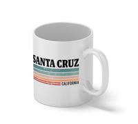 Santa Cruz Beach Surfing Retro Mug - Distressed California Coastal Graphic Tea Cup - Surf Rider Gift Blanco taza Mug
