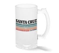 Santa Cruz Beach Surfing Retro Mug - Distressed California Coastal Graphic Tea Cup - Surf Rider Gift Transparente taza de Stein de la cerveza 0.5L