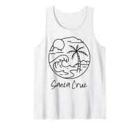 Santa Cruz CA Wave y Palm Sunset Estilo Retro Camiseta sin Mangas