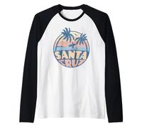 Santa Cruz California Beach Surf Vacaciones Verano Vintage Camiseta Manga Raglan