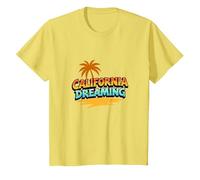 Santa Cruz California Dreaming Surf Beach Graphic para Hombre Camiseta, Niños, Limón, 6 años