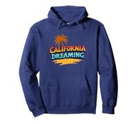 Santa Cruz California Dreaming Surf Beach Graphic para Hombre Sudadera con Capucha, Unisex para Adultos, Azul Marino, L