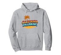 Santa Cruz California Dreaming Surf Beach Graphic para Hombre Sudadera con Capucha, Unisex para Adultos, Gris Jaspeado, L