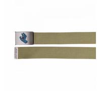 Santa Cruz Screaming - Mini cinturón de mano desteñido, color caqui desteñido, hebilla para abrebotellas