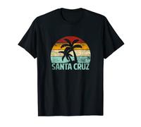 Santa Cruz Vintage Retro Palmera Puesta de sol California Beach Camiseta