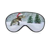Santa Dinosaur Tyrannosaurus Rex Sleeping Blindfold Mask Cute Eye Shade Cover con correa ajustable para Mujeres Hombres Night
