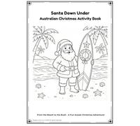Santa Down Under: Australian Christmas Activity Book for Kids: Coloring / colouring pages, puzzles, mazes and games with Aussie animals and summer Santa