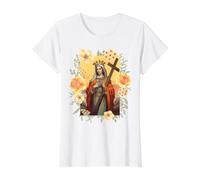 Santa Elena La Verdadera Cruz e Iglesia del Santo Sepulcro Camiseta gráfica económica, Mujer, Blanco, L
