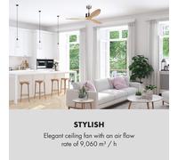 Santa Elena Ventilador de techo 52" 9060m³/h 3 aspas de madera auténtica Klarstein