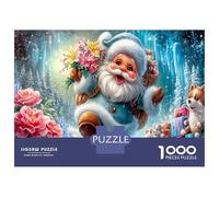Santa en la Nieve 1000 Pieza Santa Flores Conejo Stock De Cartas Premium Rompecabezas Conjunto Rompecabezas para Adultos Desafío Juego Educativo Presente Divertido 52x38cm/1000pcs