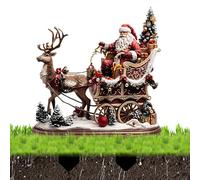 Santa estaca de jardín - Decoración navideña 2D de dibujos animados para exteriores | Decoración exterior y realista con postes para niños, césped, paisaje, vallas, patio y para